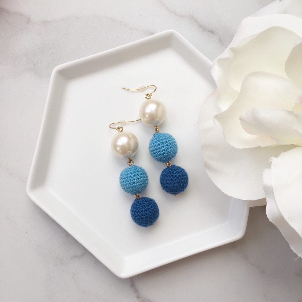 J. Crew crochet ball drop earrings